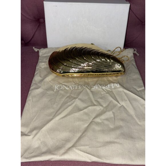 Bridget Oyster Shell Clutch in Gold Womens Bag Shoulder - Picture 6 of 14